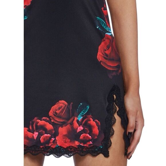 Mapale NWOT Black and Red Floral Slip Dress Sz L - Picture 5 of 8